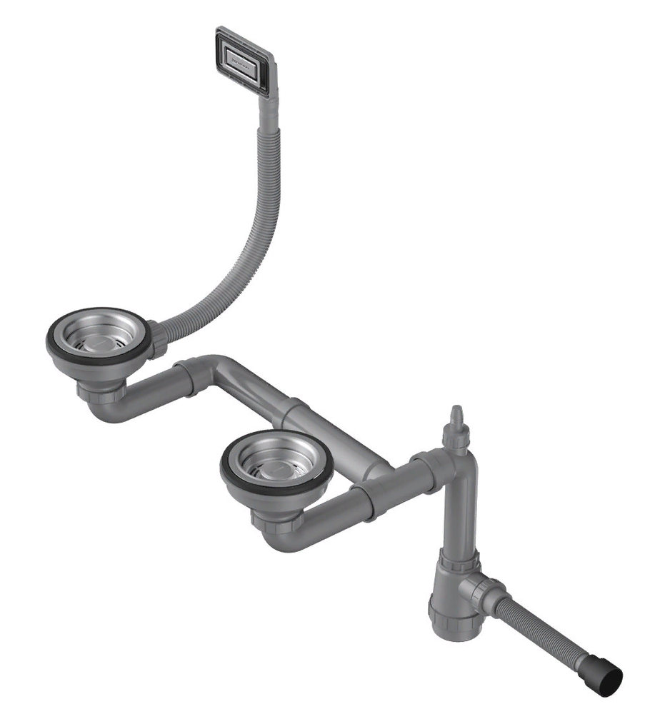 Фото товара: Omoikiri WK-1,5-UN-IN Арматура для полуторачашевых моек с универсальным прямоугольным переливом