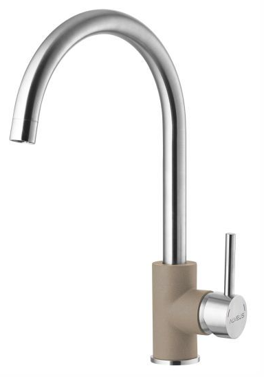 Фото товара: ALVEUS ELZA G02M PEBBLE, смеситель, хром/гранит, светло бежевый
