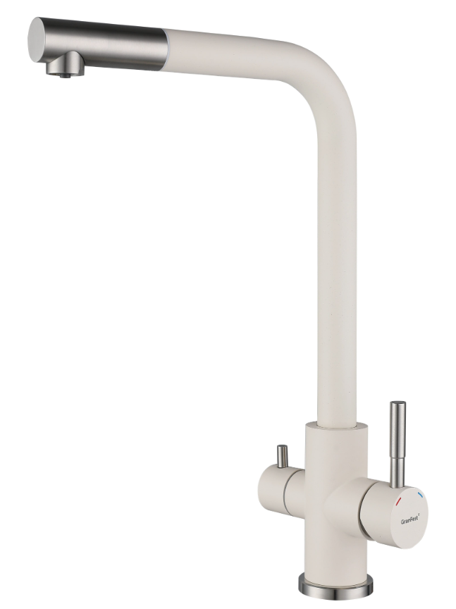 GranFest GF-Z-5421, смеситель, гранит, белый Детальное фото товара: GranFest GF-Z-5421, смеситель, гранит, белый