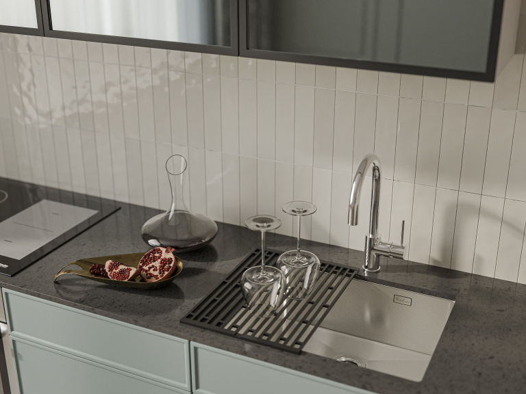 Детальное фото товара: Rivelato RINOX 5444 UN INOX, мойка, нержавеющая сталь