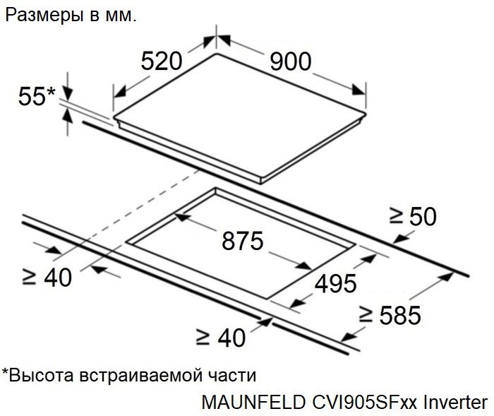Детальное фото товара: Maunfeld CVI905SFBK Inverter индукционная поверхность