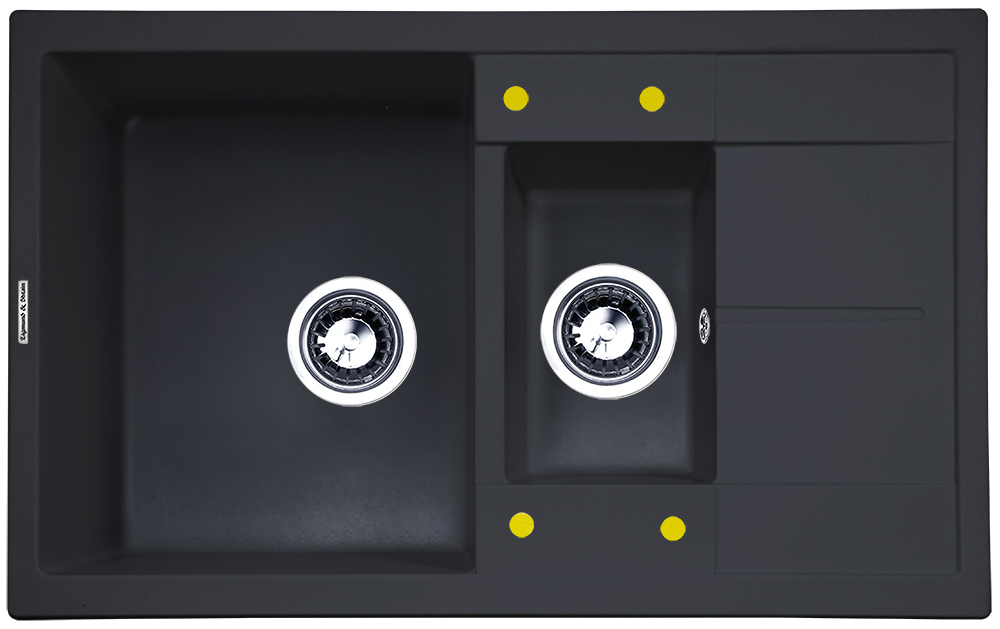 Фото товара: Zigmund & Shtain RECHTECK 780.2, мойка, черный базальт 