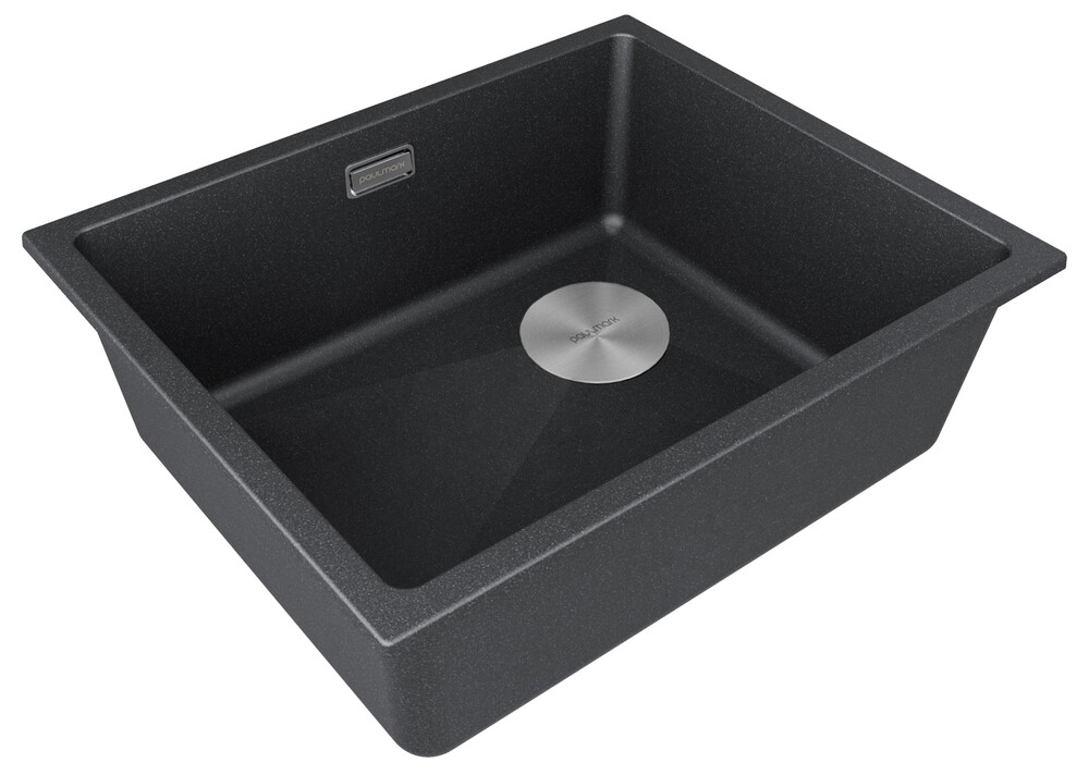 Детальное фото товара: Paulmark LUMI 55UNI-SKEW, мойка, гранит, черный металлик