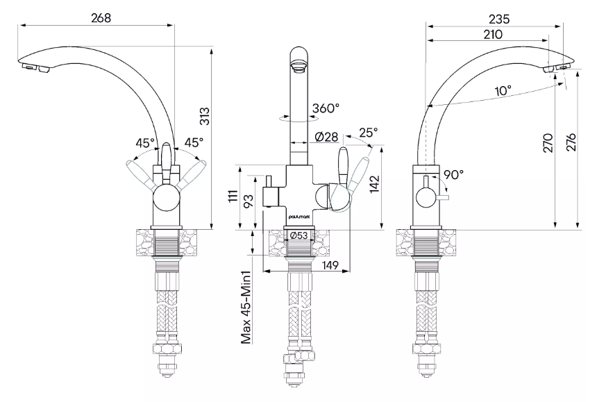 Детальное фото товара: Paulmark ESSEN, смеситель, белый матовый