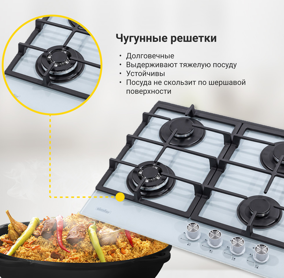 SIMFER H60H40W516 Детальное фото товара: SIMFER H60H40W516 газовая поверхность