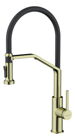 Фото товара: Omoikiri Makkari 2 Plus-SB-LG-BL, смеситель, светлое золото/черный