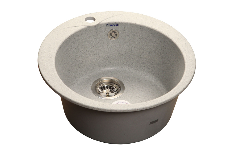 GranFest RONDO GF-R-480, мойка, мрамор, серый Детальное фото товара: GranFest RONDO GF-R-480, мойка, мрамор, серый