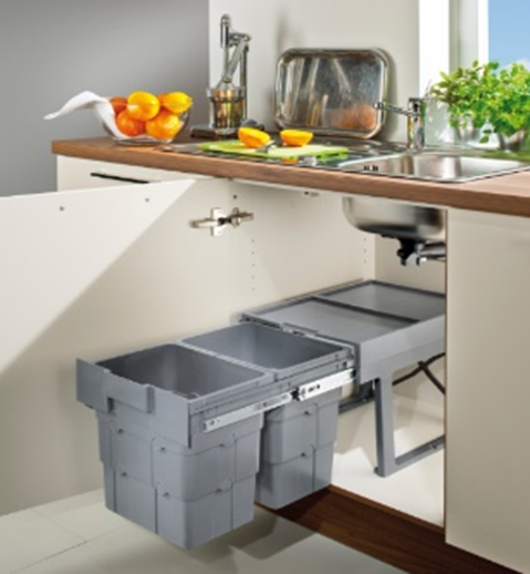 Детальное фото товара: Ninka Easy Waste мусорная система, 2 ведра по 16 л, серый