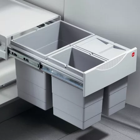 Фото товара: Hailo Space Saving выдвижная мусорная система с 3 ведрами 18л, 8,5л, 8,5л с крышкой             