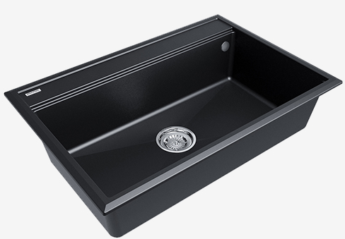 Paulmark STEPIA 80, мойка, гранит, черный металлик Детальное фото товара: Paulmark STEPIA 80, мойка, гранит, черный металлик
