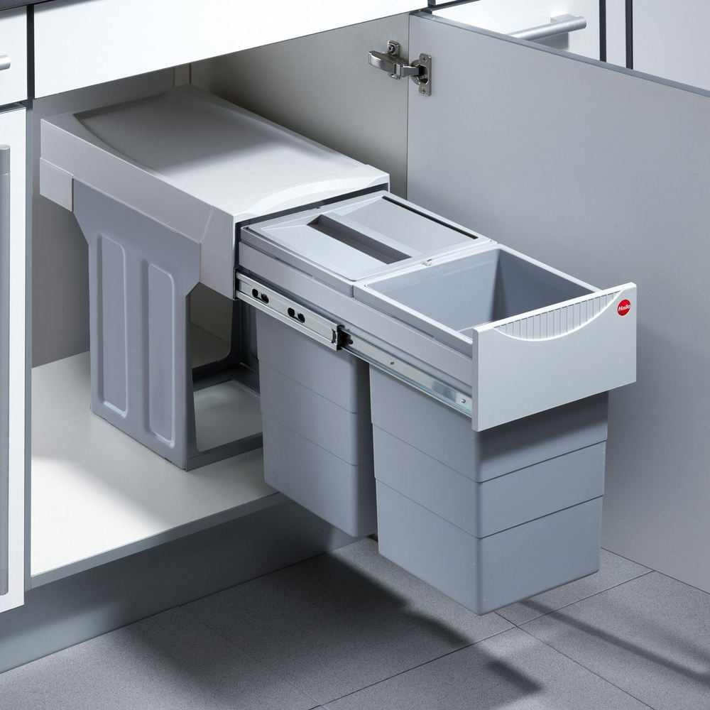 Детальное фото товара: Hailo Tandem выдвижная мусорная система 2 ведра по 15 л