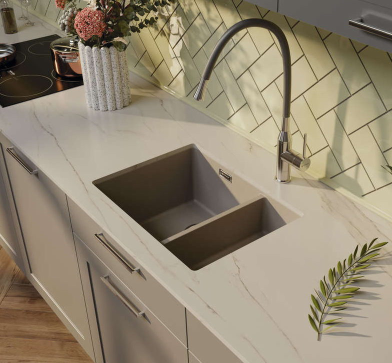 Omoikiri Kata 55-2-U-BL, мойка, гранит, черный Детальное фото товара: Omoikiri Kata 55-2-U-BL, мойка, гранит, черный