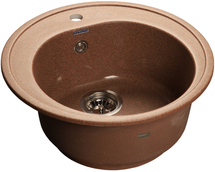 GranFest RONDO GF-R-510, мойка, мрамор, терракот Детальное фото товара: GranFest RONDO GF-R-510, мойка, мрамор, терракот