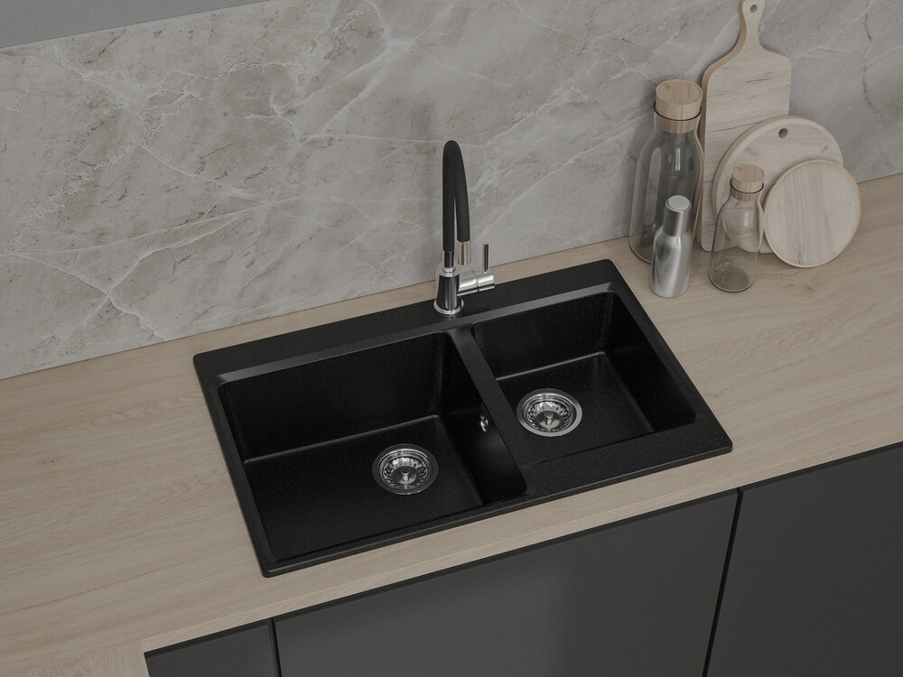 Детальное фото товара: GranFest LEVEL GF-LV-780K, мойка, мрамор, черный