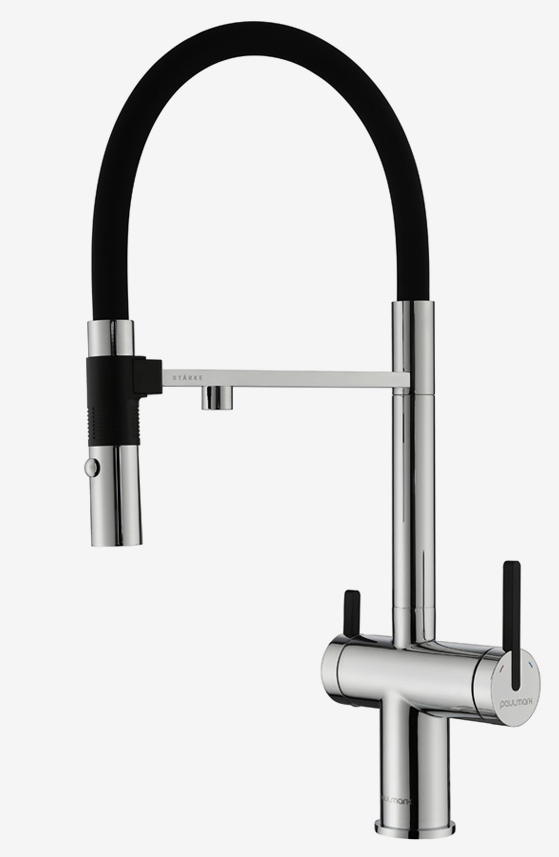 Paulmark GRAVITY, смеситель, хром, черный шланг Фото товара: Paulmark GRAVITY, смеситель, хром, черный шланг