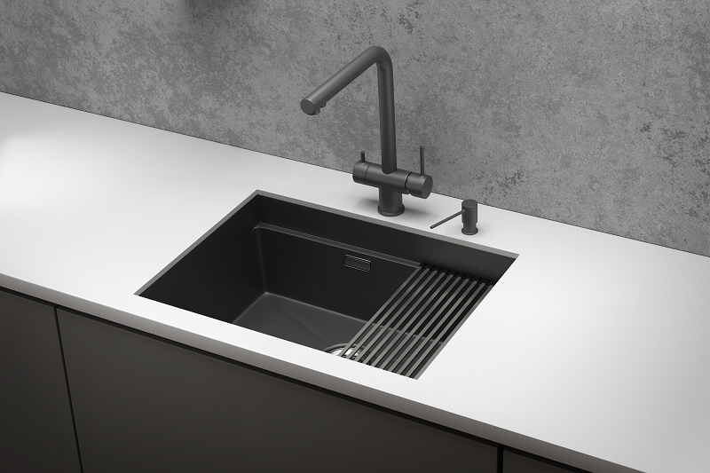 Детальное фото товара: GRANULA 6045U мойка, нержавеющая сталь, черный матовый