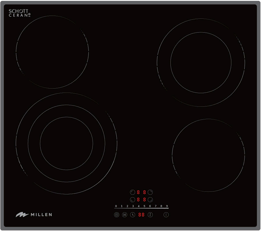 MILLEN MEH 602 BL Фото товара: MILLEN MEH 602 BL стеклокерамическая поверхность