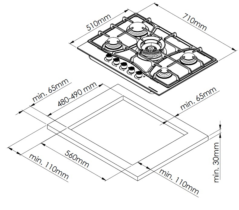 Детальное фото товара: Kuppersberg FS 73 Ant газовая поверхность
