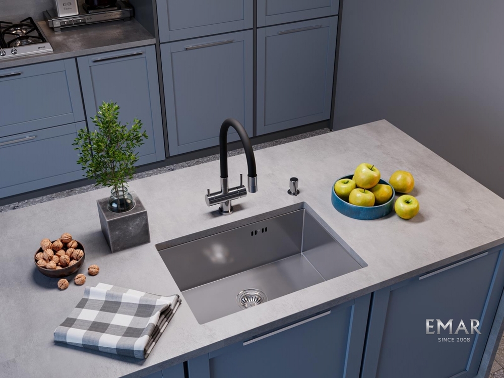 Emar EMB-123 PVD Nano Satine, мойка, нержавеющая сталь сатин Детальное фото товара: Emar EMB-123 PVD Nano Satine, мойка, нержавеющая сталь сатин