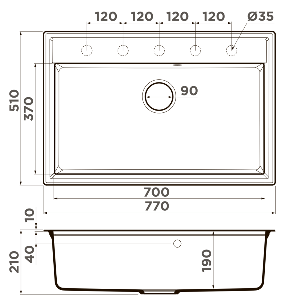 Детальное фото товара: Omoikiri Daisen 77-WH, мойка, гранит, белый