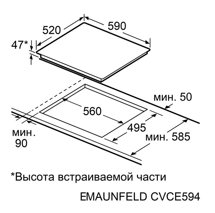 Детальное фото товара: Maunfeld CVCE594PBK стеклокерамическая поверхность