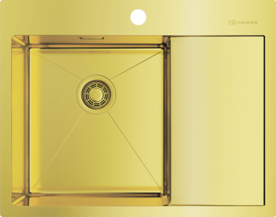 Фото товара: Omoikiri Akisame 65-LG-L, мойка, нержавеющая сталь/светлое золото, чаша слева