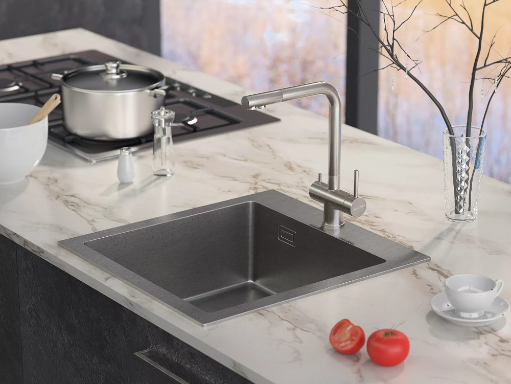 Детальное фото товара: Paulmark SKALEN, смеситель, брашированная сталь