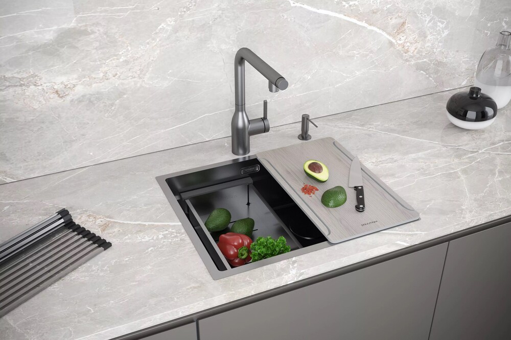 Детальное фото товара: Paulmark NEXT-MULTI SINK 54 UNI, мойка, нержавеющая сталь, вороненая сталь