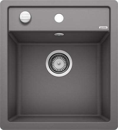 Фото товара: Blanco Dalago 45-F, мойка, гранит, темная скала с клапаном-автоматом
