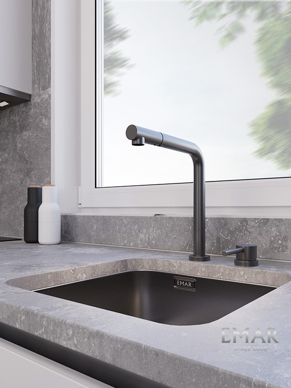 Детальное фото товара: Emar EC-7027 PVD Dark, смеситель, черный