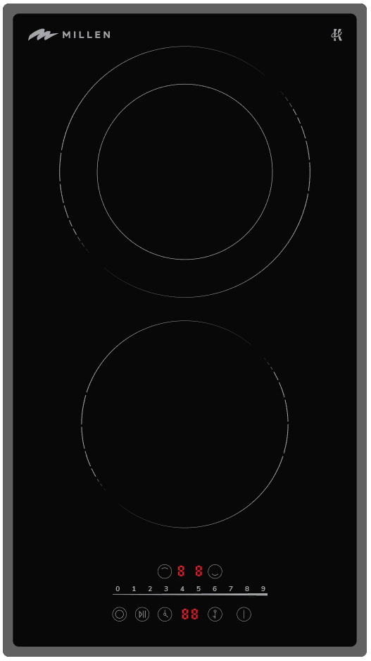 MILLEN MEH 302 BL Фото товара: MILLEN MEH 302 BL стеклокерамическая поверхность