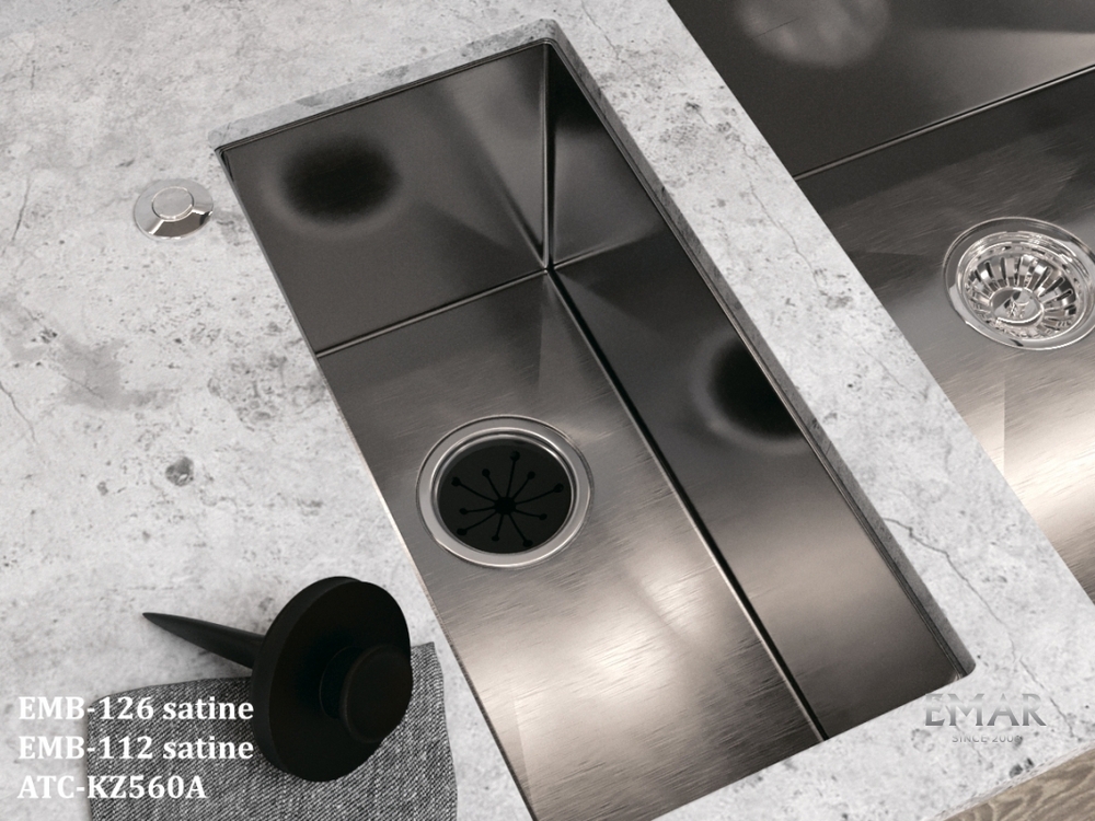 Детальное фото товара: Emar EMB-126A PVD Nano Satine, мойка, нержавеющая сталь сатин
