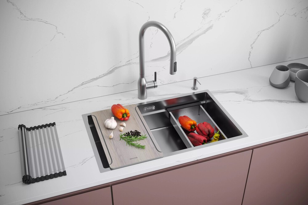 Детальное фото товара: Paulmark NEXT-MULTI SINK 74 UNI, мойка, нержавеющая сталь брашированная