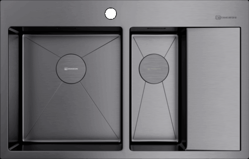 Фото товара: Omoikiri Akisame 78-2-GM-L, мойка, нержавеющая сталь/вороненая сталь, чаша слева