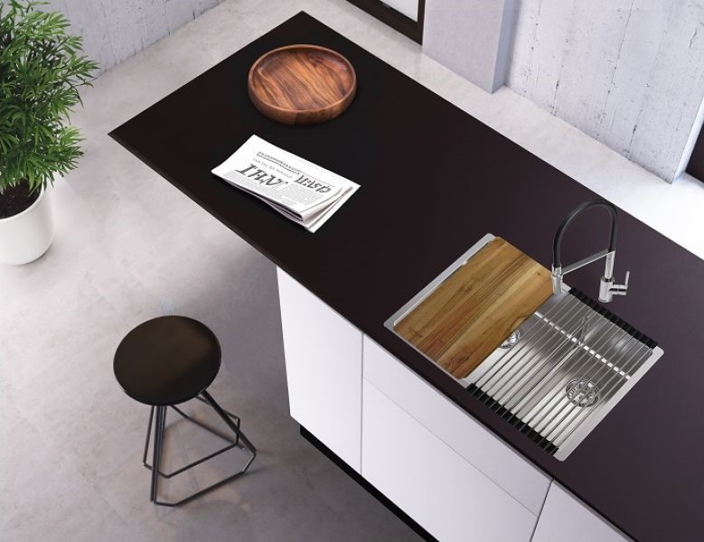 Детальное фото товара: ALVEUS NOX 90R BRS, мойка, нержавеющая сталь, правая (в комплекте с интегрированным сифоном)