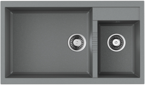 Фото товара: Omoikiri Tedori 86-2-LB-GR, мойка, гранит, leningrad grey