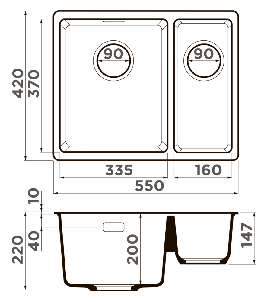 Детальное фото товара: Omoikiri Kata 55-2-U-WH, мойка, гранит, белый