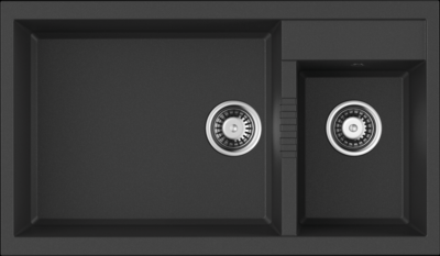 Фото товара: Omoikiri Tedori 86-2-LB-BL, мойка, гранит, черный