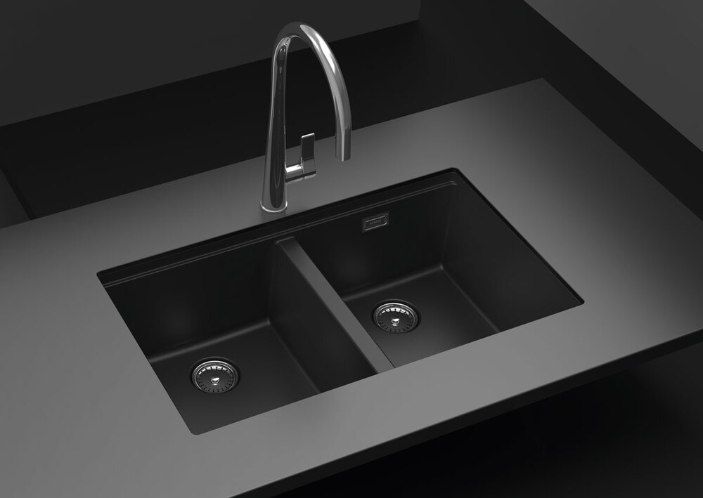 Детальное фото товара: Schock Greenwich 80-2U, мойка, гранит, серебристый камень