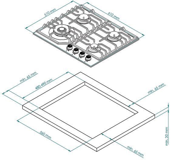 Детальное фото товара: Kuppersberg FS 610 Ant Bronze газовая поверхность