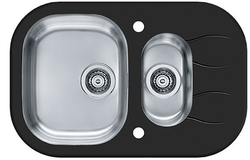 Детальное фото товара: ALVEUS WAVE 30, мойка, нержавеющая сталь/стекло, черный  (компл.с сиф. 1077134)