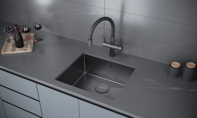 Детальное фото товара: KUCHENSTERN KRAFT 50, мойка, нержавеющая сталь, вороненая сталь