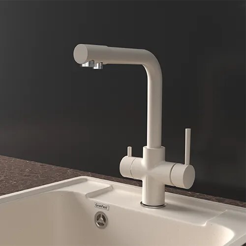Детальное фото товара: GranFest GF-Z-5423, смеситель, гранит, белый