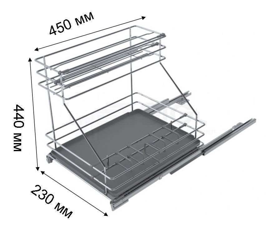 Детальное фото товара: Sige Gamma выдвижная двухуровневая корзина в нижний шкаф шириной 300 мм