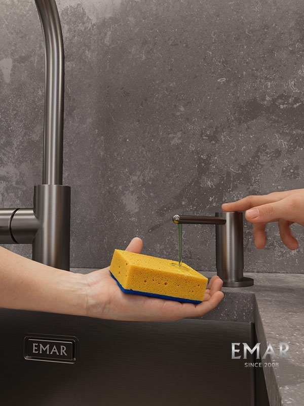Детальное фото товара: Emar ЕД-405D.PVD Dark, дозатор для моющего средства, вороненая сталь