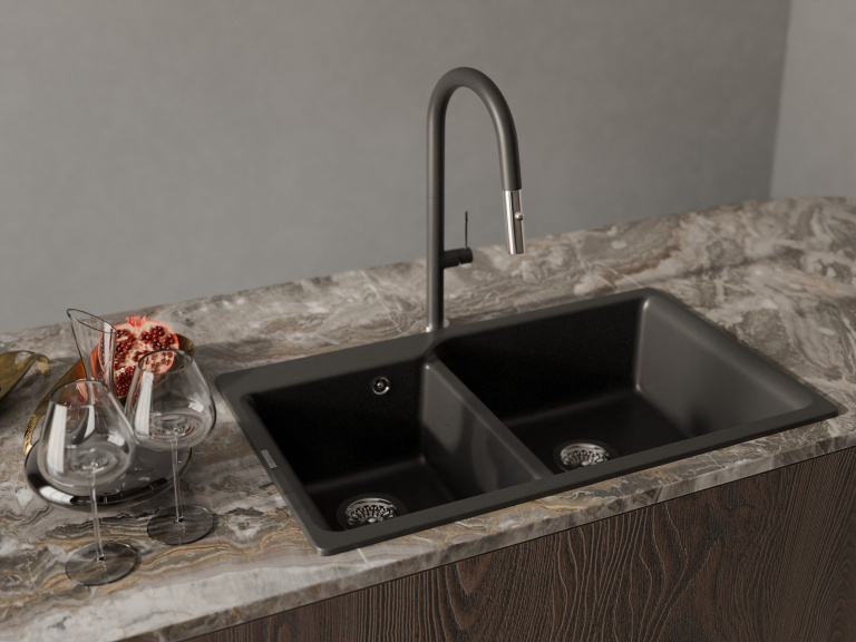 Детальное фото товара: Rivelato ASTI 3972500 antracite/cromo, смеситель, гранит, антрацит/хром