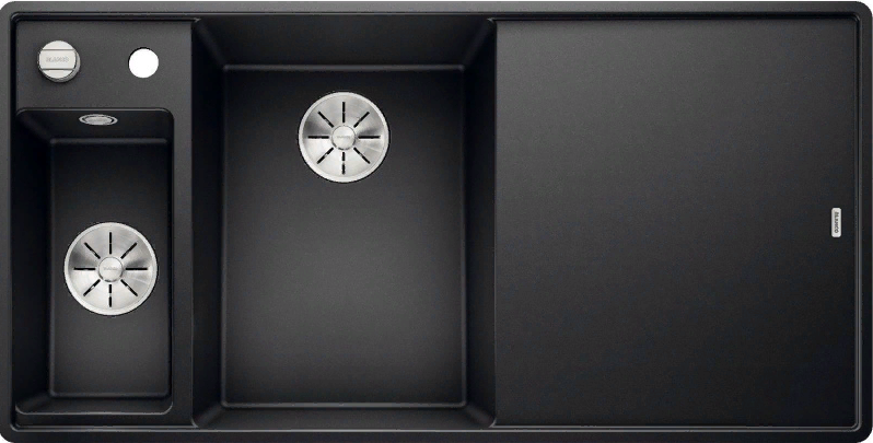 Детальное фото товара: Blanco Axia III 6S-F, мойка, чаша слева, гранит, антрацит, доска ясень