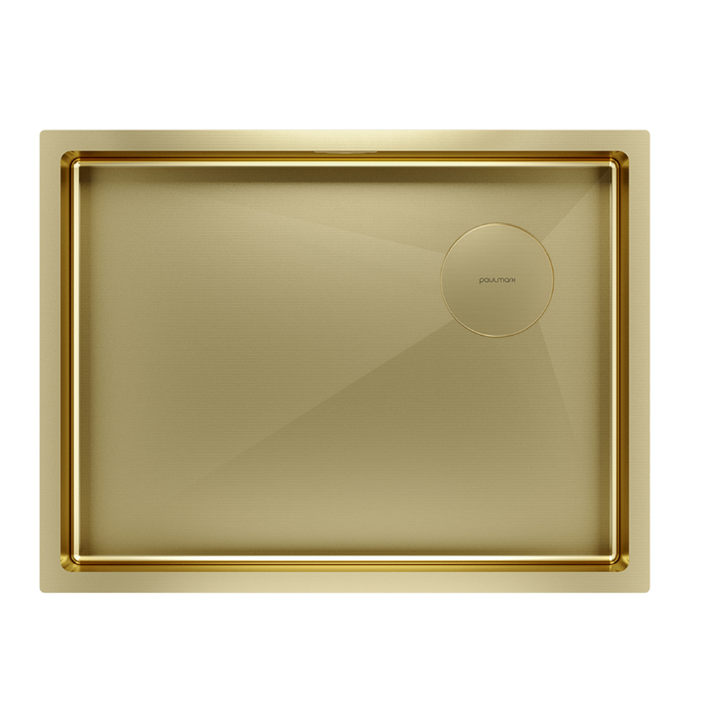 Фото товара: Paulmark NEXT-SKEW 58 UNI, мойка, нержавеющая сталь, брашированное золото