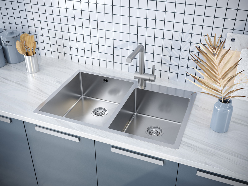 Детальное фото товара: Paulmark KRONER 78/2S, мойка, нержавеющая сталь брашированная