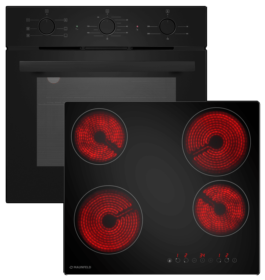 Фото товара: Maunfeld Basel (духовой шкаф AEOF6060B2 + варочная панель AVCE594STBK)